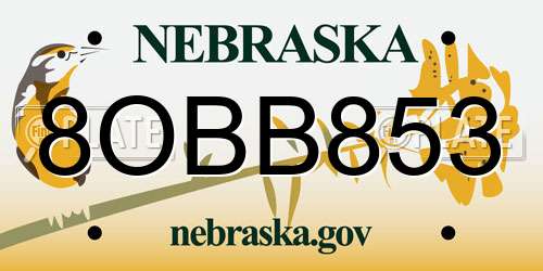 8OBB853 Nebraska License Plate