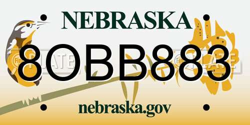 8OBB883 Nebraska License Plate