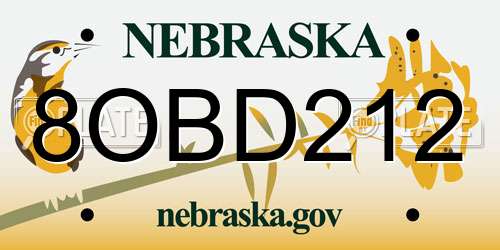 8OBD212 Nebraska License Plate