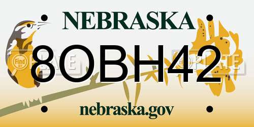 8OBH42 Nebraska License Plate
