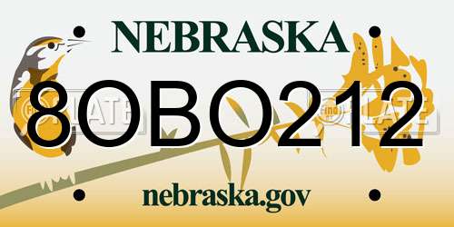 8OBO212 Nebraska License Plate