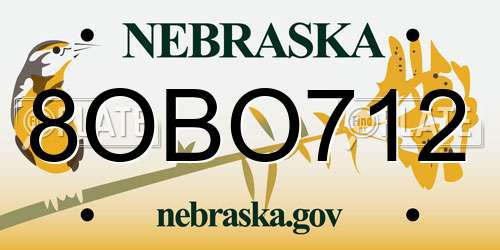 8OBO712 Nebraska License Plate