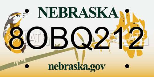 8OBQ212 Nebraska License Plate