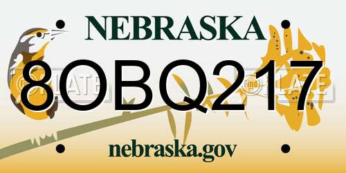 8OBQ217 Nebraska License Plate