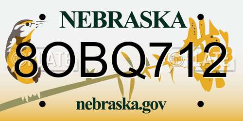 8OBQ712 Nebraska License Plate