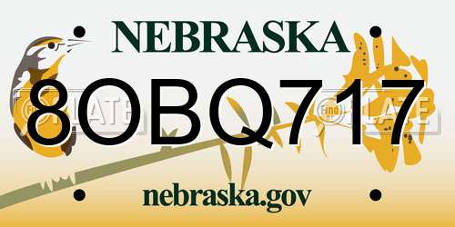 8OBQ717 Nebraska License Plate
