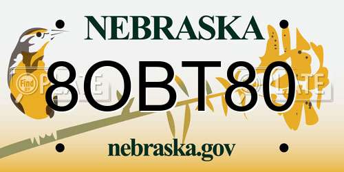 8OBT80 Nebraska License Plate