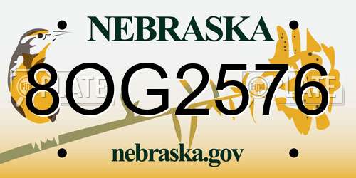 8OG2576 Nebraska License Plate