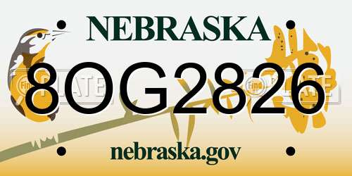 8OG2826 Nebraska License Plate