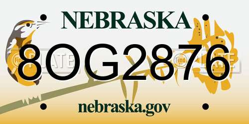 8OG2876 Nebraska License Plate