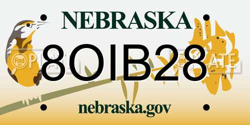 8OIB28 Nebraska License Plate