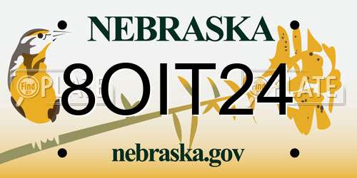 8OIT24 Nebraska License Plate