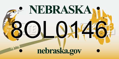 8OL0146 Nebraska License Plate
