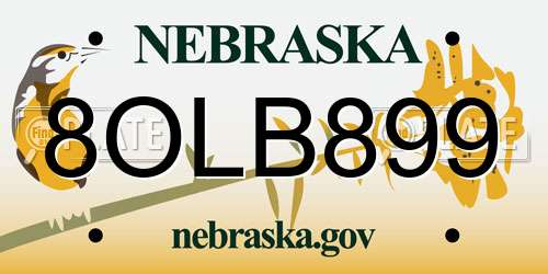 8OLB899 Nebraska License Plate