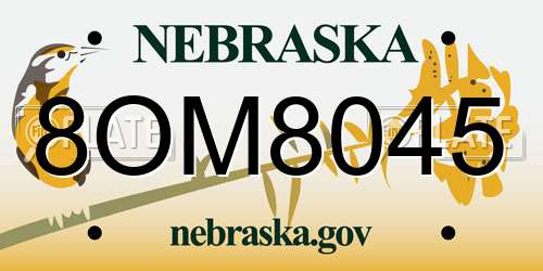 8OM8045 Nebraska License Plate