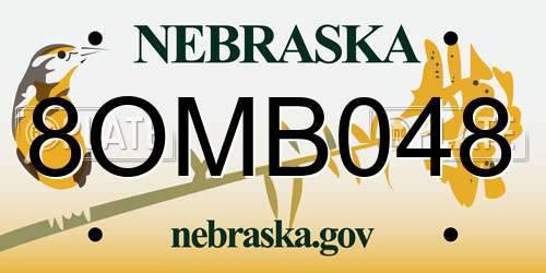 8OMB048 Nebraska License Plate