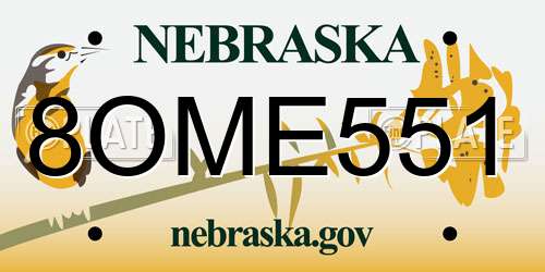 8OME551 Nebraska License Plate