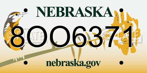 8OO6371 Nebraska License Plate