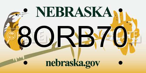 8ORB70 Nebraska License Plate