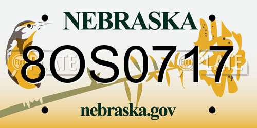 8OS0717 Nebraska License Plate