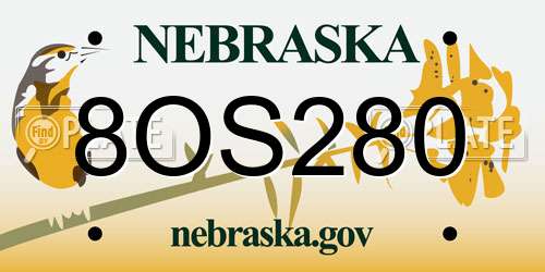 8OS280 Nebraska License Plate