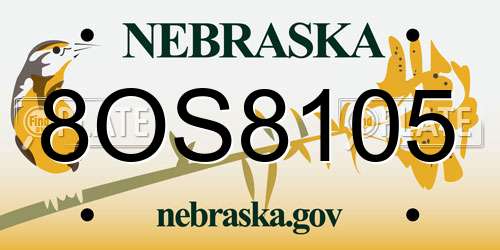 8OS8105 Nebraska License Plate