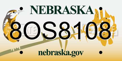 8OS8108 Nebraska License Plate