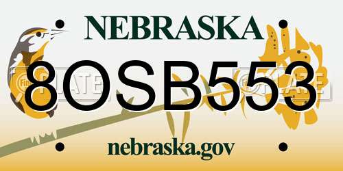 8OSB553 Nebraska License Plate