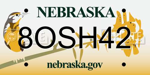8OSH42 Nebraska License Plate