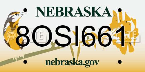 8OSI661 Nebraska License Plate