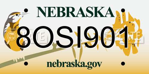 8OSI901 Nebraska License Plate