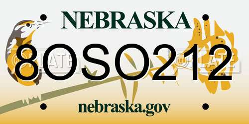 8OSO212 Nebraska License Plate