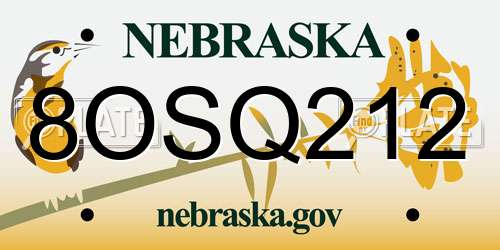 8OSQ212 Nebraska License Plate