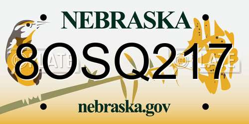8OSQ217 Nebraska License Plate
