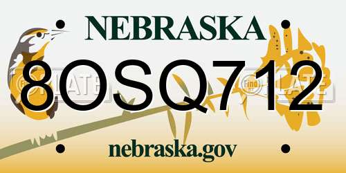 8OSQ712 Nebraska License Plate