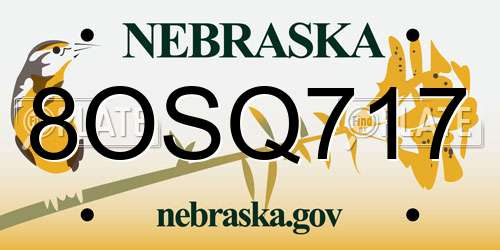 8OSQ717 Nebraska License Plate