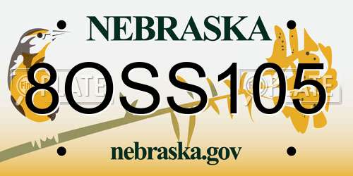 8OSS105 Nebraska License Plate