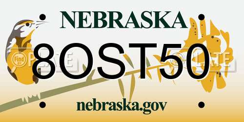 8OST50 Nebraska License Plate