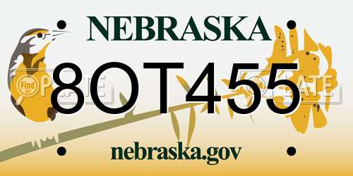 8OT455 Nebraska License Plate