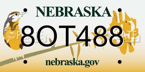 8OT488 Nebraska License Plate