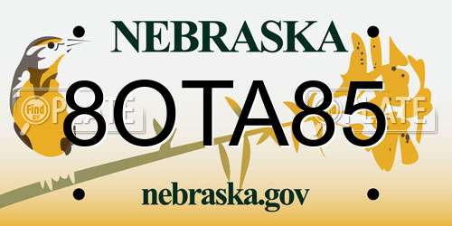 8OTA85 Nebraska License Plate
