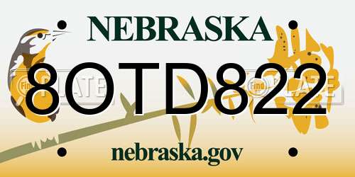 8OTD822 Nebraska License Plate