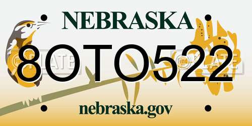 8OTO522 Nebraska License Plate