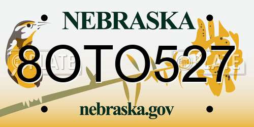 8OTO527 Nebraska License Plate
