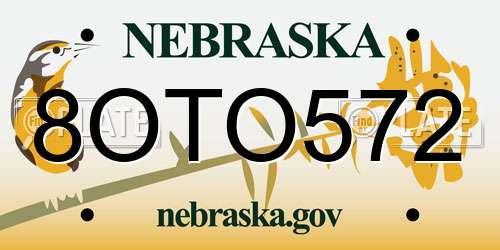 8OTO572 Nebraska License Plate