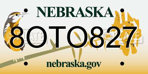 8OTO827 Nebraska License Plate