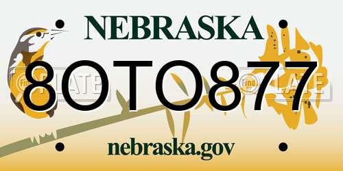 8OTO877 Nebraska License Plate