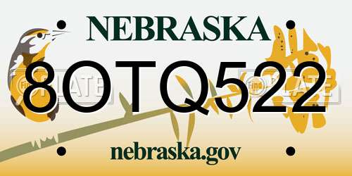 8OTQ522 Nebraska License Plate