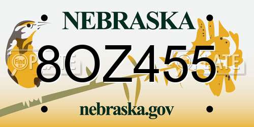 8OZ455 Nebraska License Plate