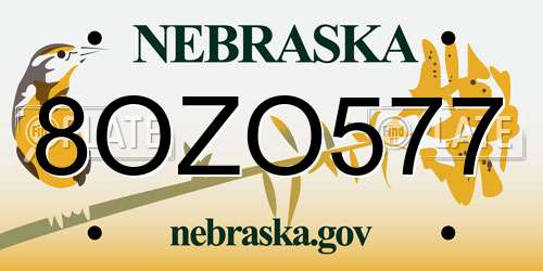 8OZO577 Nebraska License Plate